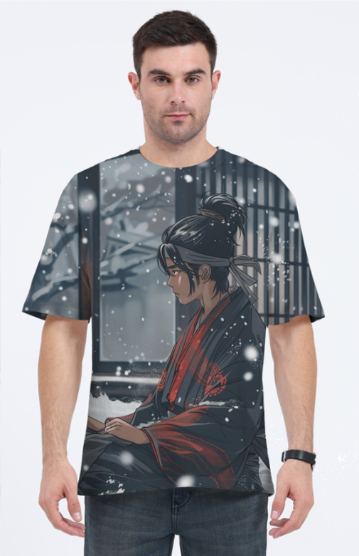 TrendyTreasurrs Anime Meditate Oversized T-Shirt – Peaceful Mind, Bold Style