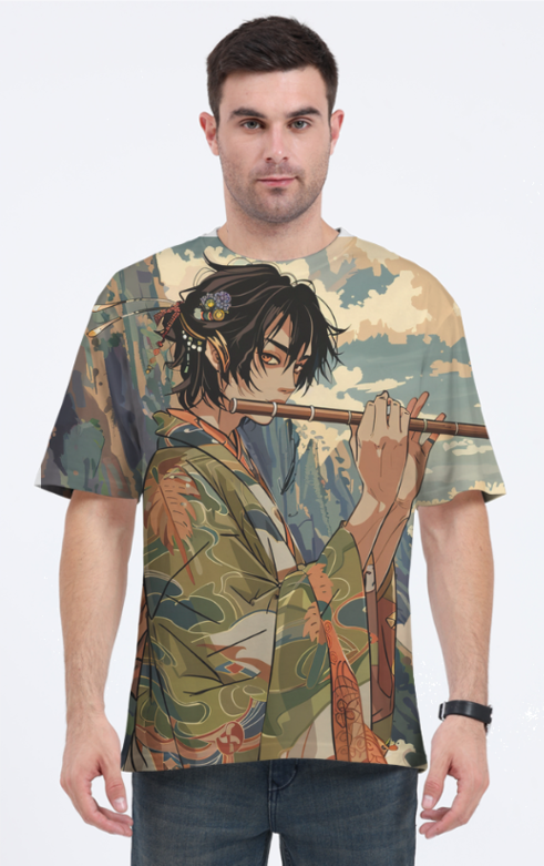 TrendyTreasurrs Anime Flute Print T-Shirt – A Symphony of Style